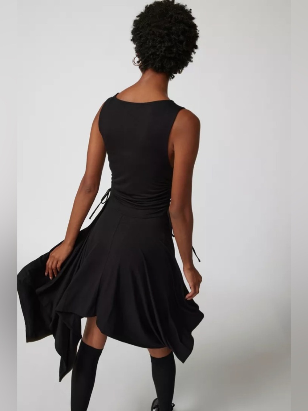 NWOT Urban Outfitters Bianca Boat Neck Mini Dress Black - Picture 2 of 10